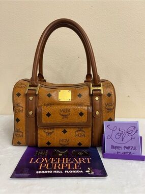 MCM BOSTON 30 COGNAC